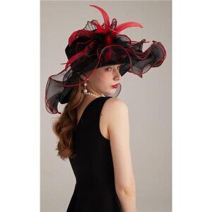 Women's Kentucky Hat Wide Brim Black Red